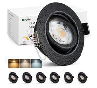 Bojim Spot LED Encastrable Dimmable Noir 230V, Spot Salle de Bain IP44, Trou 68mm, Blanc Chaud/Neutre/Froid, 7W Spots de Plafond Extra Plat pour Cuisine Salon, Lot de 6