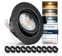 Bojim Spot LED Encastrable Noir Dimmable 220V, 7W Spot Salle de Bain IP44, Trou 68mm - 80mm, Blanc Chaud/Neutre/Froid, Spots de Plafond Extra Plat pour Cuisine Chambre Salon, Lot de 10