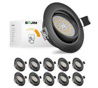 Bojim Spot LED Encastrable Noir Dimmable, 230V Blanc Chaud Trou 68mm-80mm 5.5W 600LM, Spots de plafond Pour Cuisine Salon Chambre Salle de bain, Pack de 10
