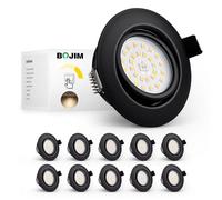 Bojim Spot LED Encastrable Noir Dimmable, 230V Blanc Neutre Trou 68mm-80mm 5.5W 600LM, Éclairage Encastré Pour Cuisine Salon Chambre Salle de bain, Pack de 10