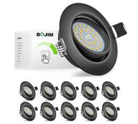 Bojim Spot LED Encastrable Noir Dimmable, 230V Blanc Neutre Trou 68mm-80mm 5.5W 600LM, Éclairage Encastré Pour Cuisine Salon Chambre Salle de bain, Pack de 10