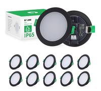 Bojim Spot LED Encastrable Noir Salle de Bain IP65, 220V Trou 68mm - 80mm Extra Plat, blanc neutre 4000K 5.5W, Éclairage Encastré Spot de Plafond pour cuisine chambre salon, Lot de 10