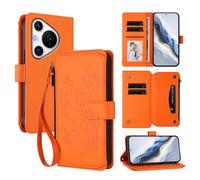 bojioderf Compatible avec Huawei Pura 70 Pro 5G / Pura 70 Pro Plus 5G Étui en Cuir PU avec Support magnétique et Portefeuille Orange
