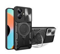 bojioderf Compatible avec Infinix Hot 40i 4G Coque,Compatible avec Infinix Smart 8 4G Support magnétique Kickstand [Hard PC+TPU] 2 en 1 Black