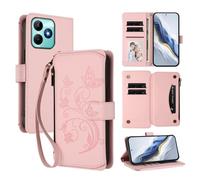 bojioderf Compatible avec Realme Narzo N53,Compatible avec Realme C51 4G / C51s / C53 4G / Note 50 Étui en Cuir PU avec Support magnétique et Portefeuille Pink