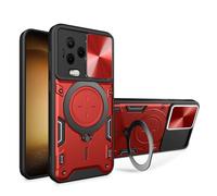 bojioderf Compatible avec Vivo Y33s 4G V2109 Coque,Compatible avec Vivo Y21 4G V2111 / Y21s 4G V2110 Support magnétique Kickstand [Hard PC+TPU] 2 en 1 Red