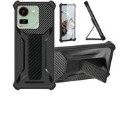 bojioderf Coque Compatible pour AI+ Pulse Coque Étui Case Cover Hybride [avec Protection d'écran en Verre trempé] [Support magnétique Pliable] Noir