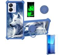 bojioderf Coque Compatible pour Blackview Color 8 Coque Étui [avec Trempé 9H Protection D'écran] Case Support de Bague PC + Silicone YGL-LAN