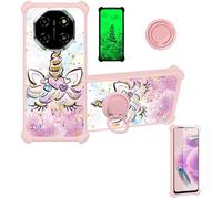 bojioderf Coque Compatible pour Blackview Shark 6 5G Coque Étui [avec Trempé 9H Protection D'écran] Case Support de Bague PC + Silicone JSF-JJS