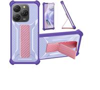 bojioderf Coque Compatible pour Blackview Shark 9 5G Coque Étui Case Cover Hybride [avec Protection d'écran en Verre trempé] [Support magnétique Pliable] Violet