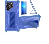 bojioderf Coque Compatible pour Coolpad Cool 40 Coque Étui Case Cover Hybride [avec Protection d'écran en Verre trempé] [Support magnétique Pliable] Bleu
