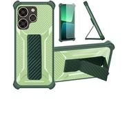 bojioderf Coque Compatible pour Coolpad Cool 40 Coque Étui Case Cover Hybride [avec Protection d'écran en Verre trempé] [Support magnétique Pliable] Vert