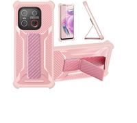 bojioderf Coque Compatible pour Emporia Smart.ME7 Coque Étui Case Cover Hybride [avec Protection d'écran en Verre trempé] [Support magnétique Pliable] Rose