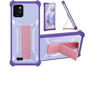 bojioderf Coque Compatible pour Energizer Ultimate U506S Coque Étui Case Cover Hybride [avec Protection d'écran en Verre trempé] [Support magnétique Pliable] Violet