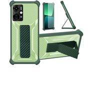 bojioderf Coque Compatible pour Energizer Ultimate U652S Coque Étui Case Cover Hybride [avec Protection d'écran en Verre trempé] [Support magnétique Pliable] Vert