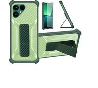 bojioderf Coque Compatible pour Fairphone 6 Coque Étui Case Cover Hybride [avec Protection d'écran en Verre trempé] [Support magnétique Pliable] Vert
