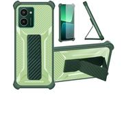 bojioderf Coque Compatible pour HMD Pulse Pro Coque Étui Case Cover Hybride [avec Protection d'écran en Verre trempé] [Support magnétique Pliable] Vert