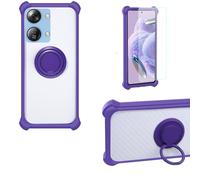 bojioderf Coque Compatible pour HTC Wildfire E4 Plus Coque Étui [avec Trempé 9H Protection D'écran] Case Support de Bague PC + Silicone CSKB-ZI