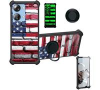 bojioderf Coque Compatible pour HTC Wildfire E4 Plus Coque Étui [avec Trempé 9H Protection D'écran] Case Support de Bague PC + Silicone YGH-GQ