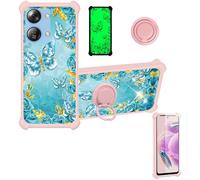 bojioderf Coque Compatible pour HTC Wildfire E4 Plus Coque Étui [avec Trempé 9H Protection D'écran] Case Support de Bague PC + Silicone JSF-YHD