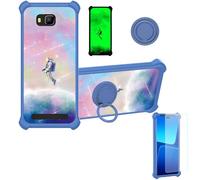 bojioderf Coque Compatible pour Logicom Wave 2 Coque Étui [avec Trempé 9H Protection D'écran] Case Support de Bague PC + Silicone YGL-FXJ