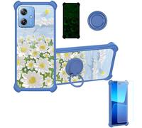 bojioderf Coque Compatible pour Moto G64 5g Coque Étui [avec Trempé 9H Protection D'écran] Case Support de Bague PC + Silicone YGL-CJ