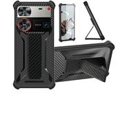 bojioderf Coque Compatible pour Nubia Z60 Ultra Leading Version Coque Étui Case Cover Hybride [avec Protection d'écran en Verre trempé] [Support magnétique Pliable] Noir