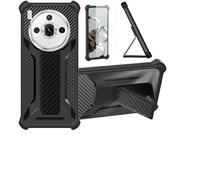 bojioderf Coque Compatible pour Nubia Z60S Pro Coque Étui Case Cover Hybride [avec Protection d'écran en Verre trempé] [Support magnétique Pliable] Noir