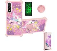 bojioderf Coque Compatible pour OnePlus Nord 5 Cph2707 Cph2709 Coque Étui [avec Trempé 9H Protection D'écran] Case Support de Bague PC + Silicone JSF-DJS