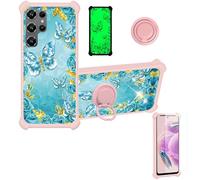 bojioderf Coque Compatible pour Oukitel C61 Pro Coque Étui [avec Trempé 9H Protection D'écran] Case Support de Bague PC + Silicone JSF-YHD