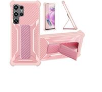 bojioderf Coque Compatible pour Oukitel C61 Pro Coque Étui Case Cover Hybride [avec Protection d'écran en Verre trempé] [Support magnétique Pliable] Rose