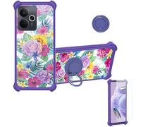 bojioderf Coque Compatible pour Realme 14T 5G Coque Étui [avec Trempé 9H Protection D'écran] Case Support de Bague PC + Silicone IMDZ-HUA1