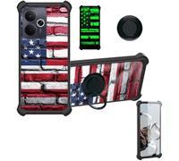 bojioderf Coque Compatible pour Realme 14T 5G Coque Étui [avec Trempé 9H Protection D'écran] Case Support de Bague PC + Silicone YGH-GQ