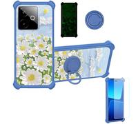bojioderf Coque Compatible pour Realme GT 7T Coque Étui [avec Trempé 9H Protection D'écran] Case Support de Bague PC + Silicone YGL-CJ