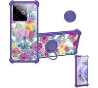bojioderf Coque Compatible pour Realme GT 7T Coque Étui [avec Trempé 9H Protection D'écran] Case Support de Bague PC + Silicone IMDZ-HUA1