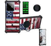bojioderf Coque Compatible pour Realme GT 7T Coque Étui [avec Trempé 9H Protection D'écran] Case Support de Bague PC + Silicone YGH-GQ
