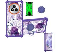 bojioderf Coque Compatible pour Realme Narzo 80 Pro 5G Coque Étui [avec Trempé 9H Protection D'écran] Case Support de Bague PC + Silicone YGZ-ZSH