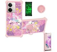 bojioderf Coque Compatible pour Realme P3 Ultra 5G Coque Étui [avec Trempé 9H Protection D'écran] Case Support de Bague PC + Silicone JSF-DJS