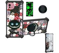 bojioderf Coque Compatible pour Sharp Aquos Wish5 Sh-M32 A502Sh Sh-52F Coque Étui [avec Trempé 9H Protection D'écran] Case Support de Bague PC + Silicone YGH-LZM