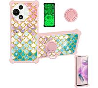 bojioderf Coque Compatible pour TCL 60 Se Nxtpaper 5G T521K Coque Étui [avec Trempé 9H Protection D'écran] Case Support de Bague PC + Silicone JSF-YL