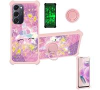 bojioderf Coque Compatible pour Tecno Spark 40 Pro+Plus Km7 Coque Étui [avec Trempé 9H Protection D'écran] Case Support de Bague PC + Silicone JSF-DJS