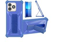 bojioderf Coque Compatible pour Ulefone Note 18 Ultra Coque Étui Case Cover Hybride [avec Protection d'écran en Verre trempé] [Support magnétique Pliable] Bleu
