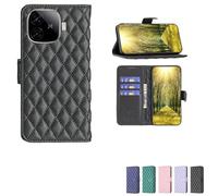 bojioderf Coque Compatible pour Vivo IQoo Z9 Turbo+Plus V2417A Coque Étui Housse Case Support [avec Trempé 9H Protection D'écran] XXF Black