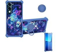 bojioderf Coque Compatible pour Vivo Y04E Coque Étui [avec Trempé 9H Protection D'écran] Case Support de Bague PC + Silicone IMDL-LMG