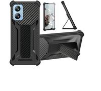bojioderf Coque pour Blackview A52 Pro Coque Étui Case Cover Hybride [avec Protection d'écran en Verre trempé] [Support magnétique Pliable] [givré résistant aux Empreintes digitales] Noir