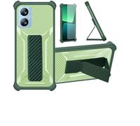 bojioderf Coque pour Blackview A52 Pro Coque Étui Case Cover Hybride [avec Protection d'écran en Verre trempé] [Support magnétique Pliable] [givré résistant aux Empreintes digitales] Vert