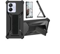bojioderf Coque pour Blackview Color 8 Coque Étui Case Cover Hybride [avec Protection d'écran en Verre trempé] [Support magnétique Pliable] [givré résistant aux Empreintes digitales] Noir