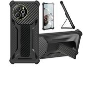 bojioderf Coque pour Blackview Shark 8 Coque Étui Case Cover Hybride [avec Protection d'écran en Verre trempé] [support magnétique Pliable] [givré résistant aux Empreintes digitales] Noir