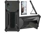 bojioderf Coque pour Doro 8050 Coque Étui Case Cover Hybride [avec Protection d'écran en Verre trempé] [support magnétique Pliable] [givré résistant aux Empreintes digitales] Noir