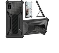 bojioderf Coque pour Energizer Ultimate U608s Coque Étui Case Cover Hybride [avec Protection d'écran en Verre trempé] [Support magnétique Pliable] [givré résistant aux Empreintes digitales] Noir